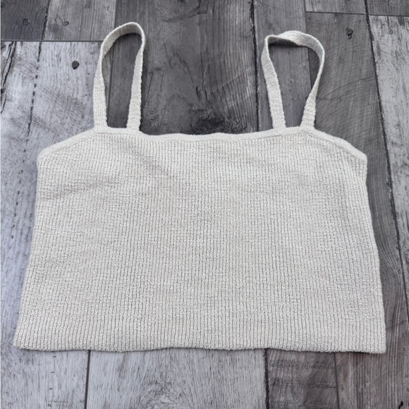 Madewell Tops - Madewell Halstead Square-Neck Sweater Cropped Tank Grey Medium